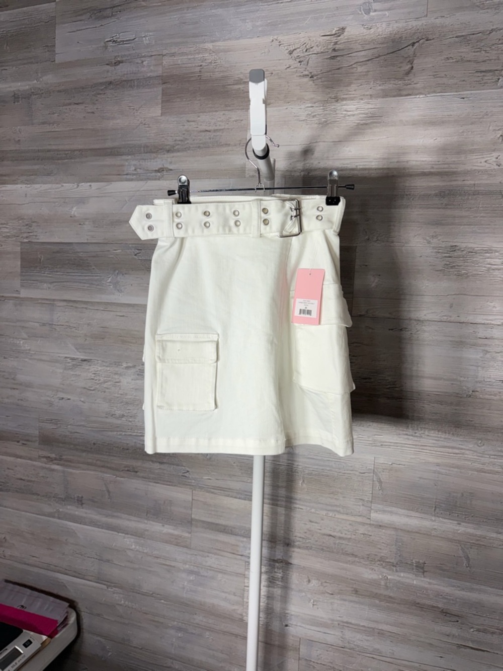 Juicy Couture White Mini Skirt with Belt & Cargo Pockets 2043